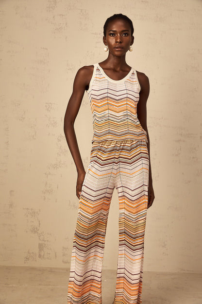 Chloé Neutral Striped Knit Matching Set