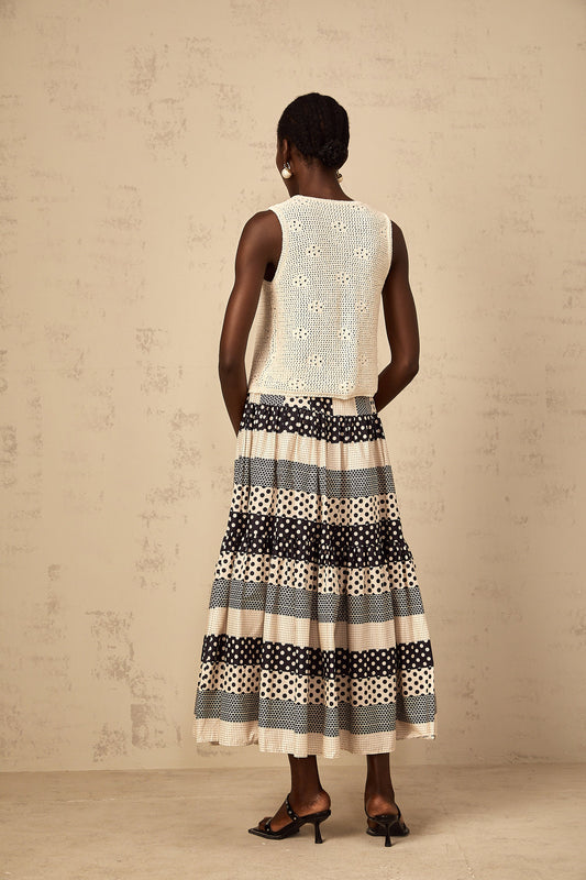 Joséphine crochet-knit open-front tank top