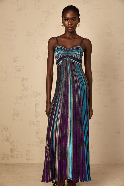 Bruyère Purple Sequin Striped Knit Maxi Dress