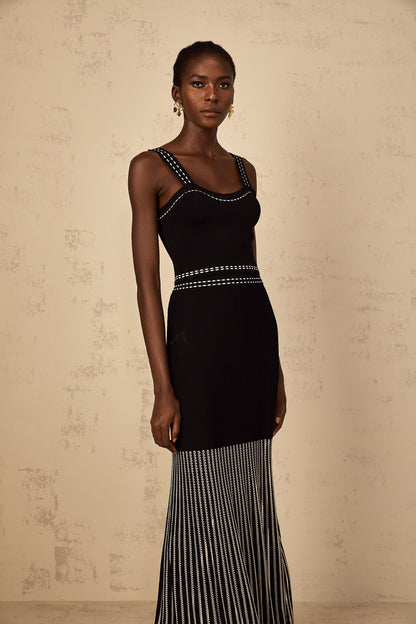 Léontine Contrast Color Ribbed Knit Matching Set