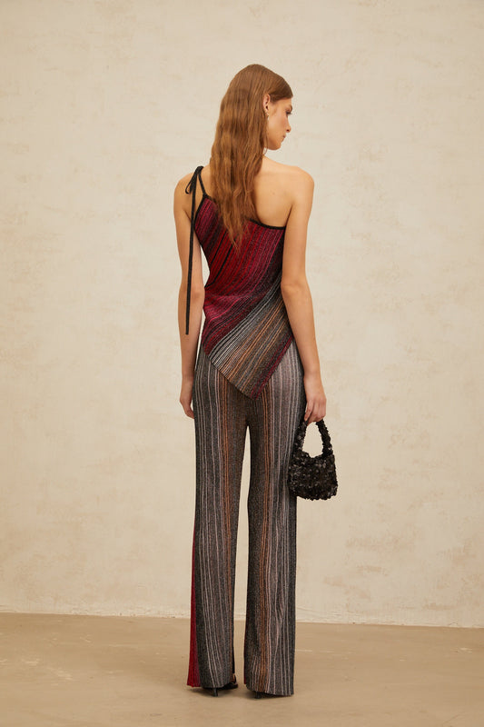 Amaryllis Red Sequin Striped Knit Matching Set