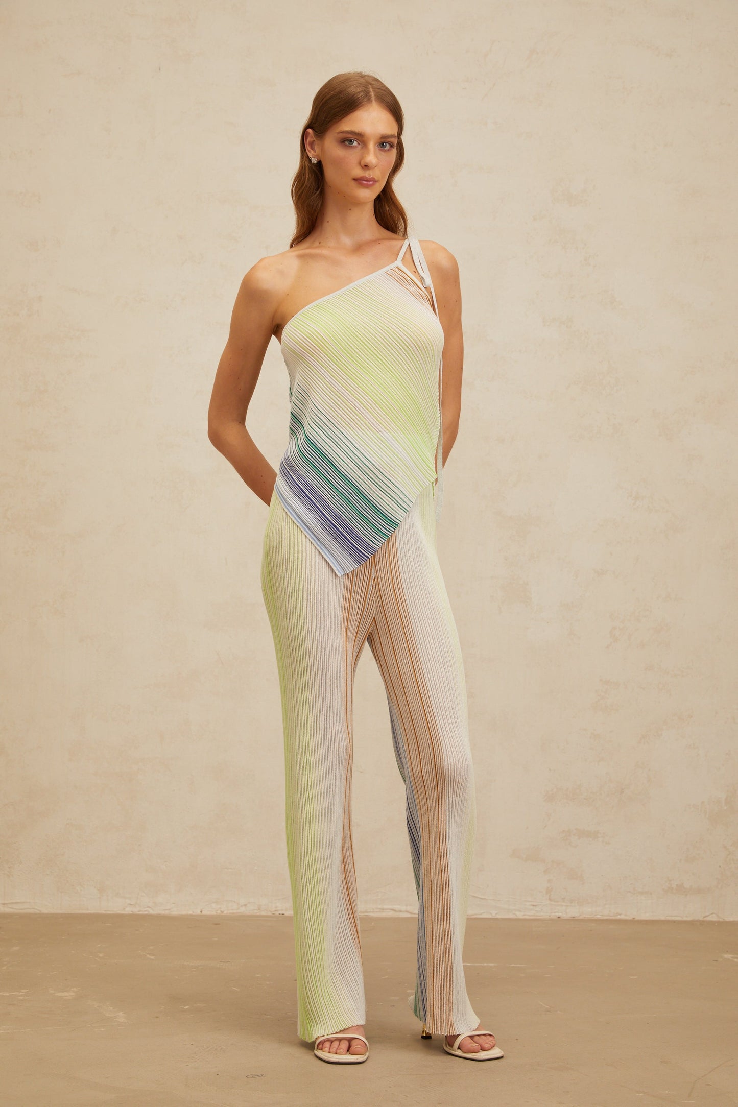 Amaryllis Green Sequin Striped Knit Matching Set