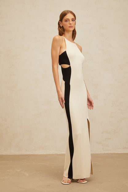 Coralie White Cut-Out Knit Maxi Dress