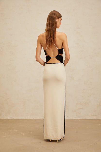 Coralie White Cut-Out Knit Maxi Dress