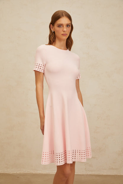 Isidore Pink Cut-Out Detail Knit Mini Dress