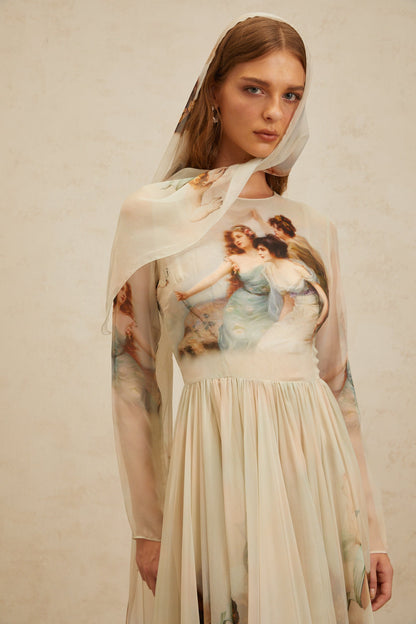Manon Green Graphic Print Silk Maxi Dress