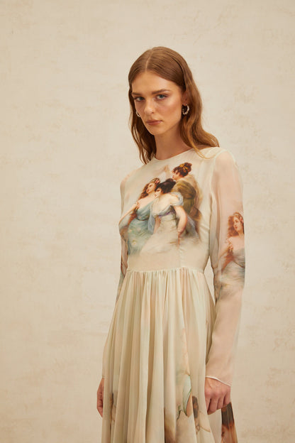 Manon Green Graphic Print Silk Maxi Dress