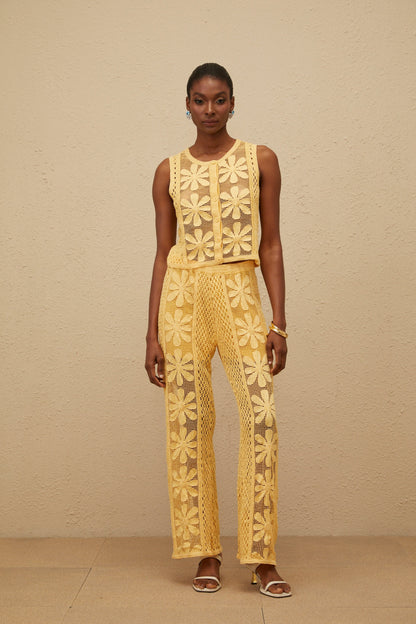 Vivienne Yellow Floral Crochet Knit Co-ord Set