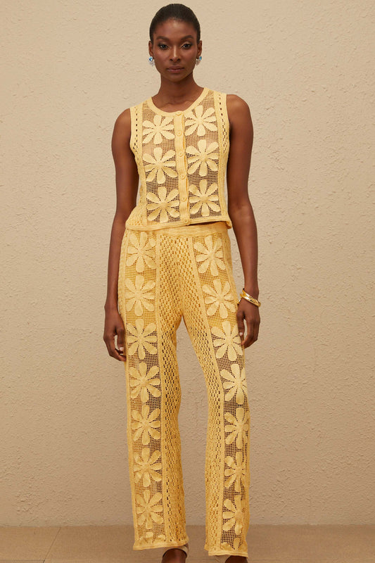 Vivienne Yellow Floral Crochet Knit Co-ord Set