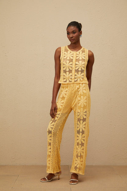 Vivienne Yellow Floral Crochet Knit Co-ord Set