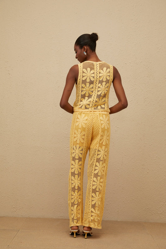 Vivienne Yellow Floral Crochet Knit Co-ord Set