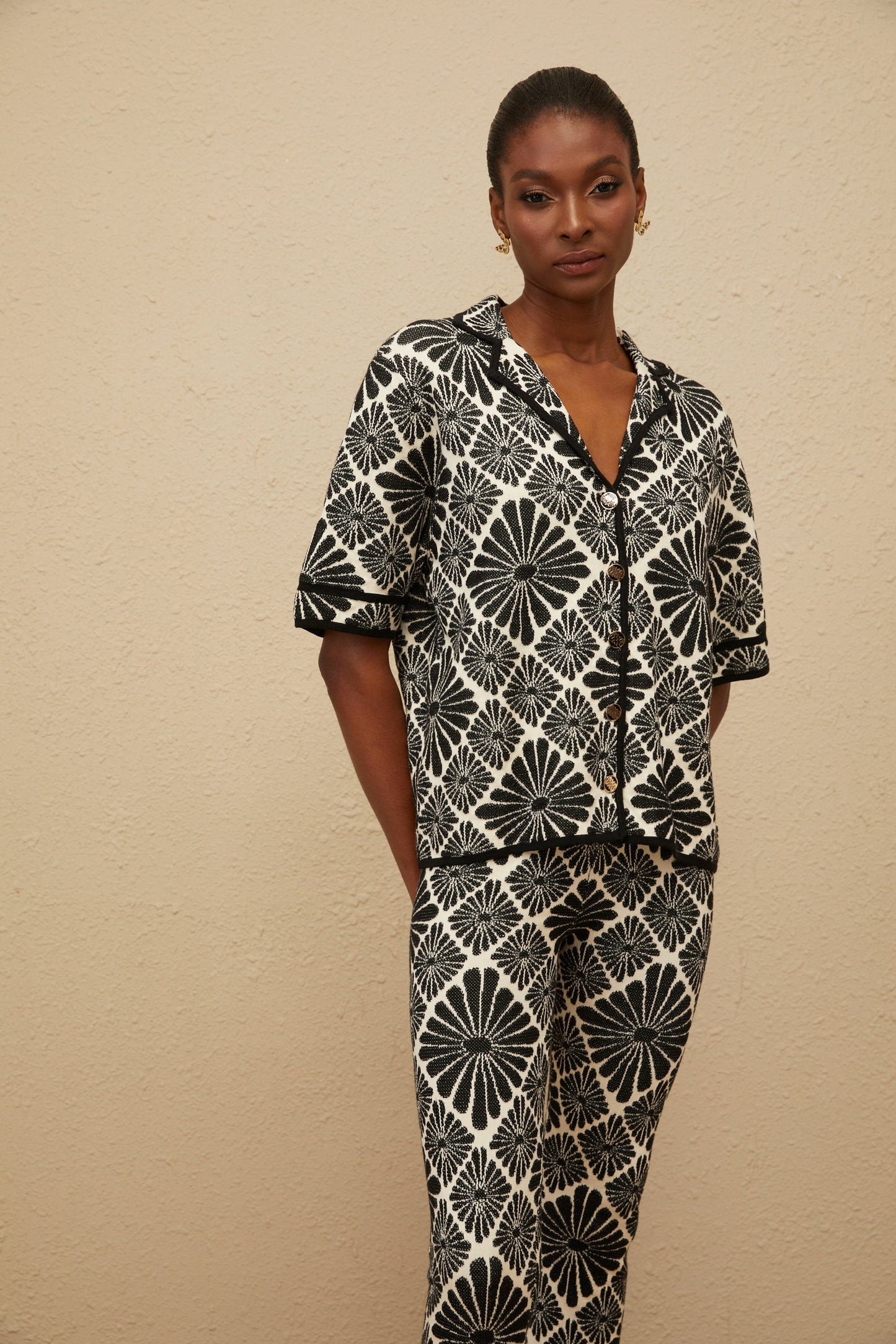 Calligraphiée Black Jacquard Knit Co-ord Set