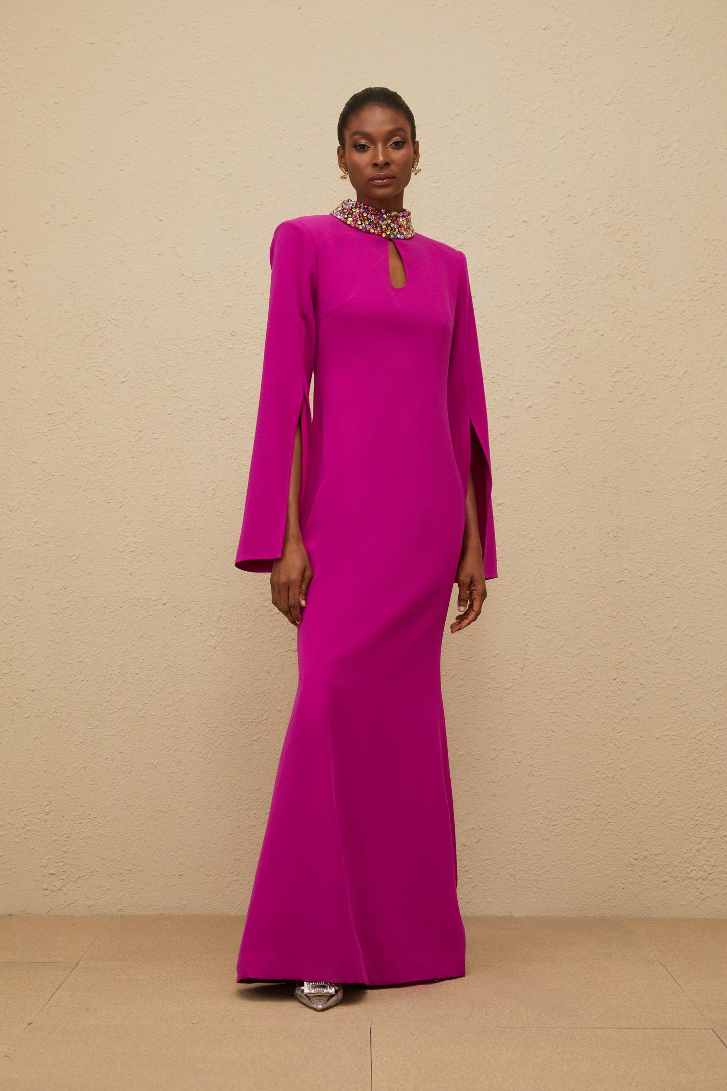 Majestueuse Fuchsia Keyhole-Detail Mermaid Gown