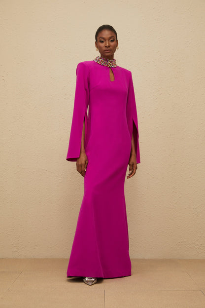 Majestueuse Fuchsia Keyhole-Detail Mermaid Gown