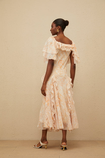 Aurore Ruffled Floral Midi Dress