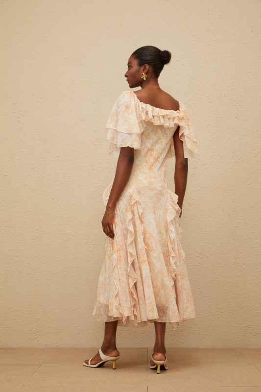 Aurore Ruffled Floral Midi Dress