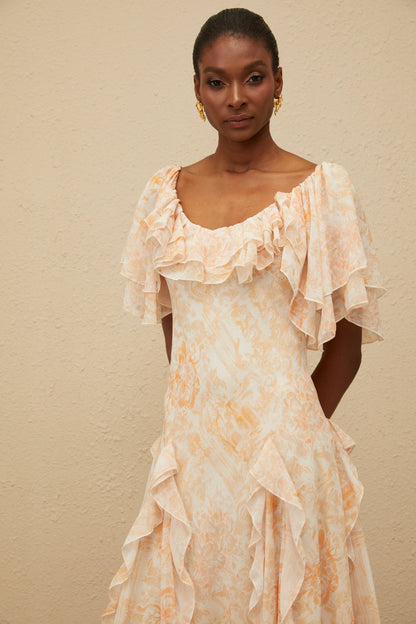 Aurore Ruffled Floral Midi Dress