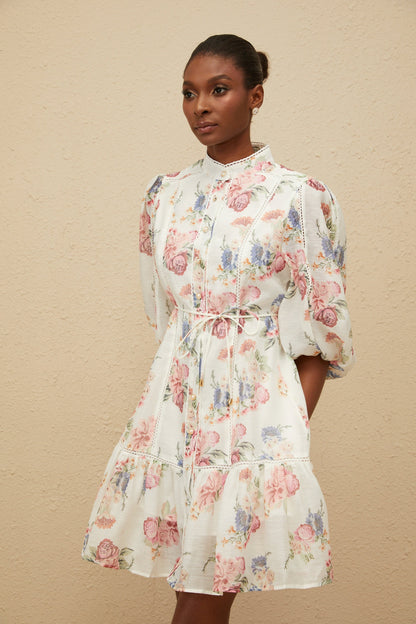 Inaya White Floral-Print Mini Dress