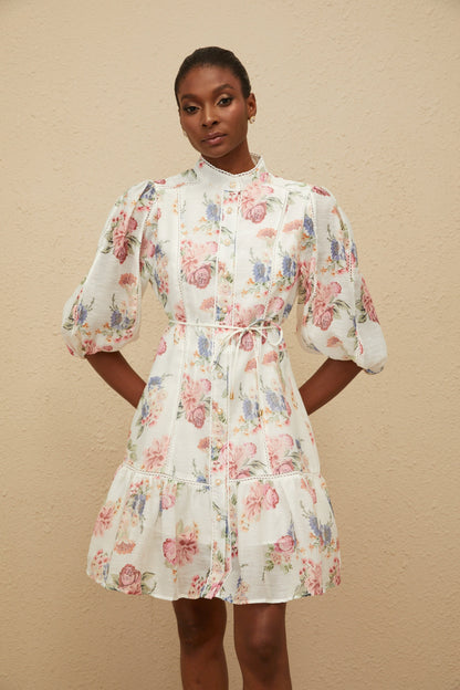 Inaya White Floral-Print Mini Dress
