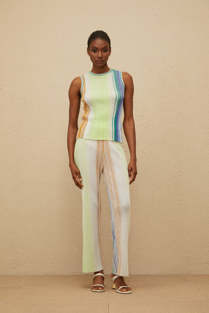 Ulysse Green Glitter Pleated Knit Top & Trousers Set