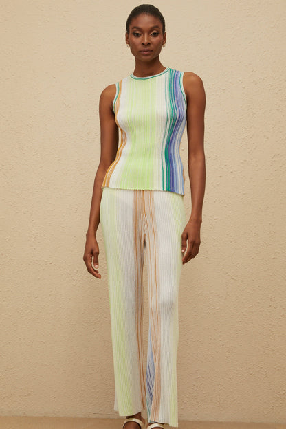 Ulysse Green Glitter Pleated Knit Top & Trousers Set