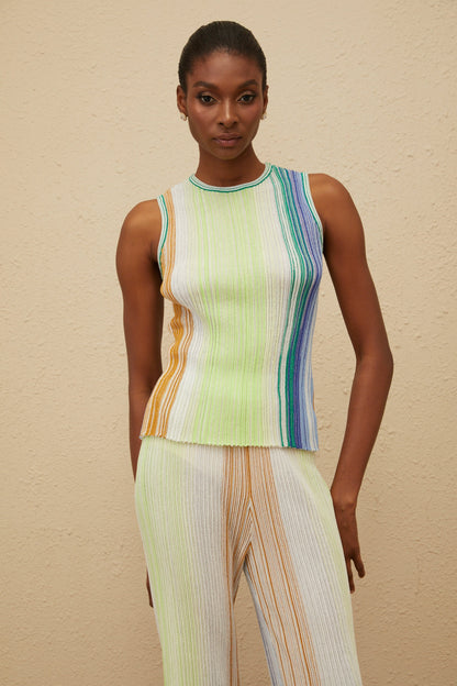 Ulysse Green Glitter Pleated Knit Top & Trousers Set