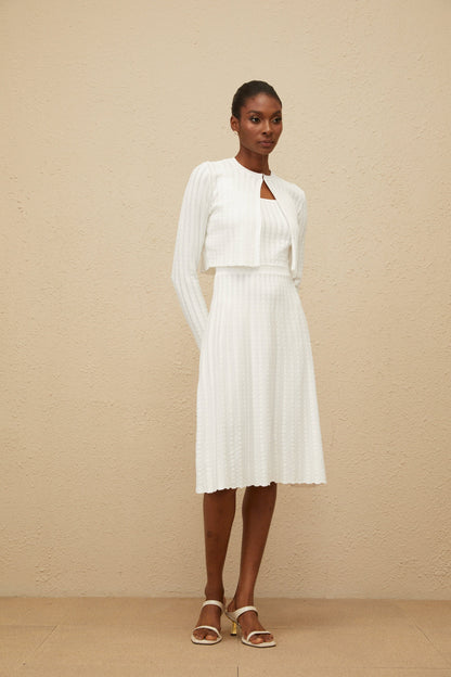 Clémence White Ribbed Knit Dress