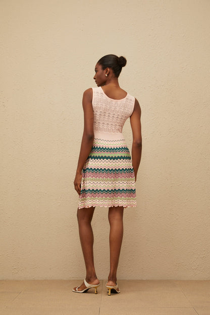 Maxanne Pink Wave Knit Mini Dress