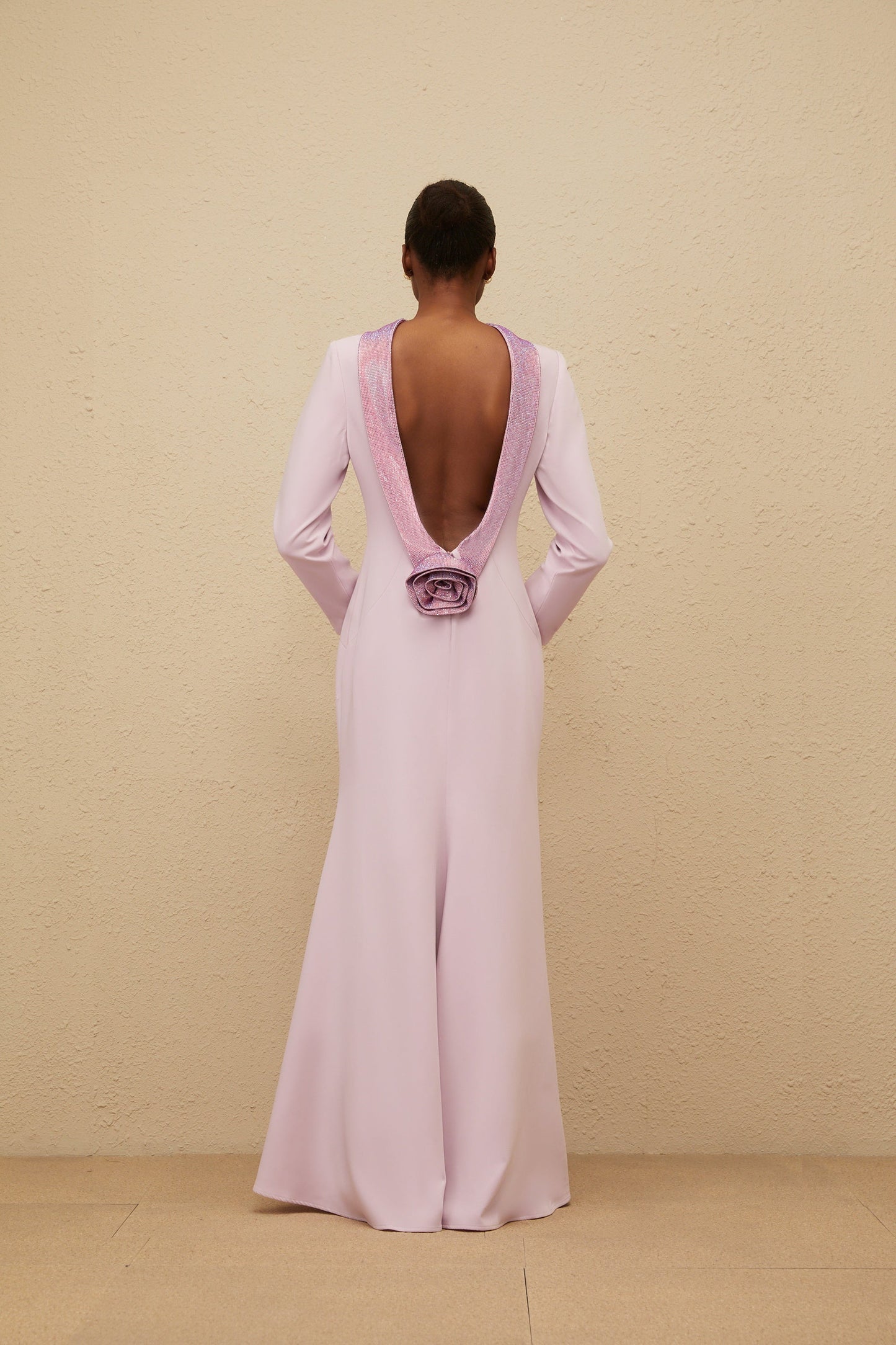 Délicatesse Purple Flared Open-Back Gown