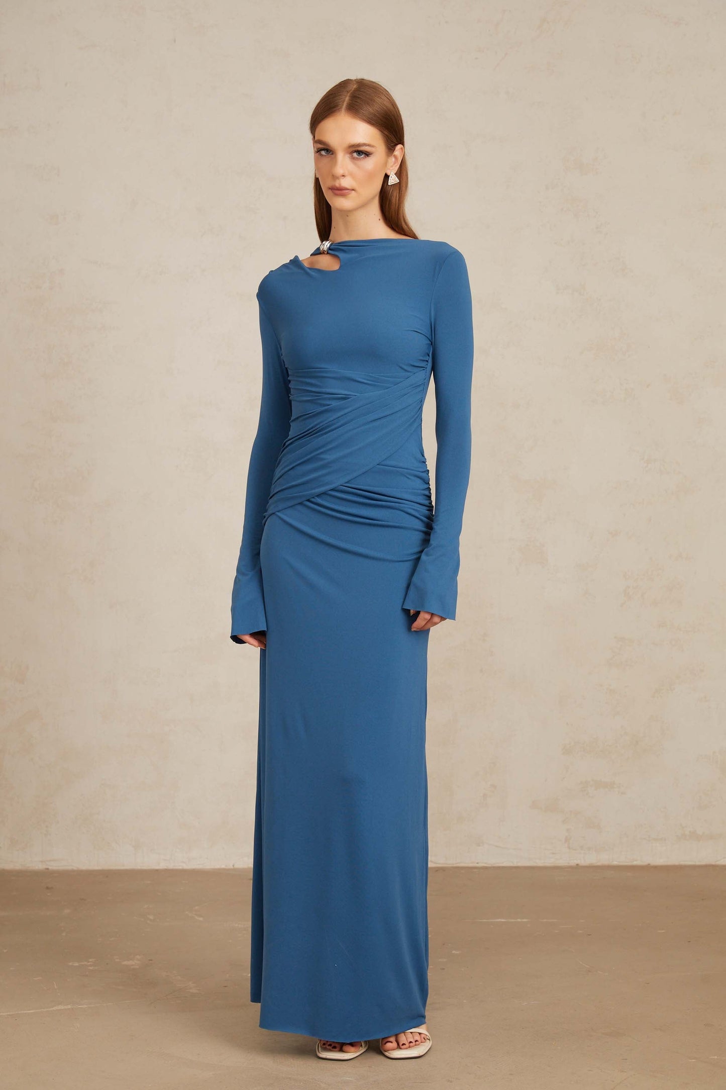 Daneysha Royal Blue Ruched Maxi Gown