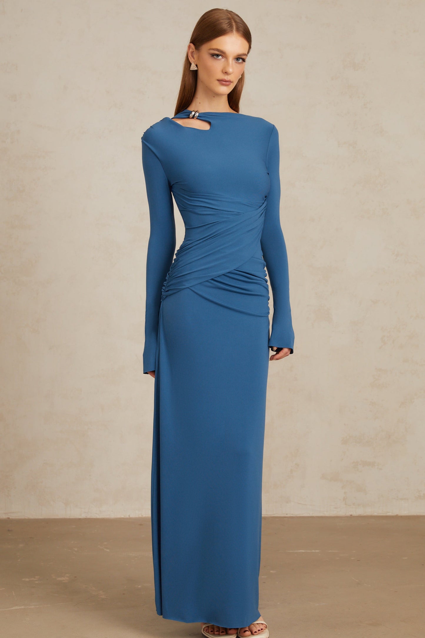 Daneysha Royal Blue Ruched Maxi Gown