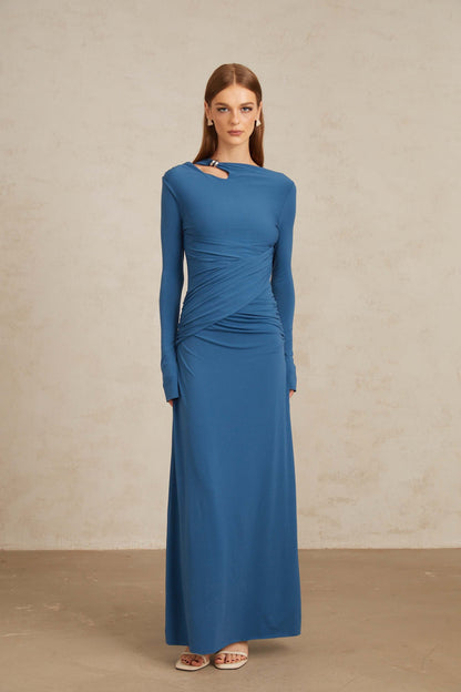 Daneysha Royal Blue Ruched Maxi Gown
