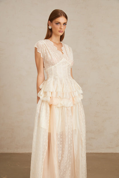 Vent Neutral Embroidered Top & Skirt Co-ord Set