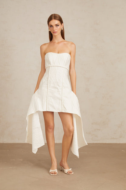 Maria White Off-Shoulder Textured Mini Dress