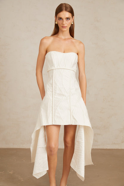 Maria White Off-Shoulder Textured Mini Dress