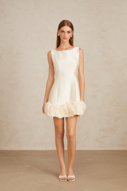 Caméo Cream White Tulle Panel Floral Mini Dress