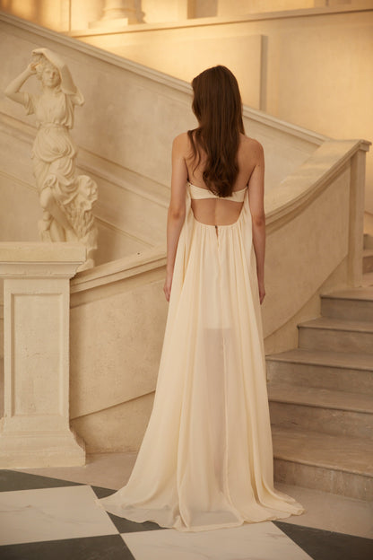 Anneli Biege Mullet Chiffon Midi Dress