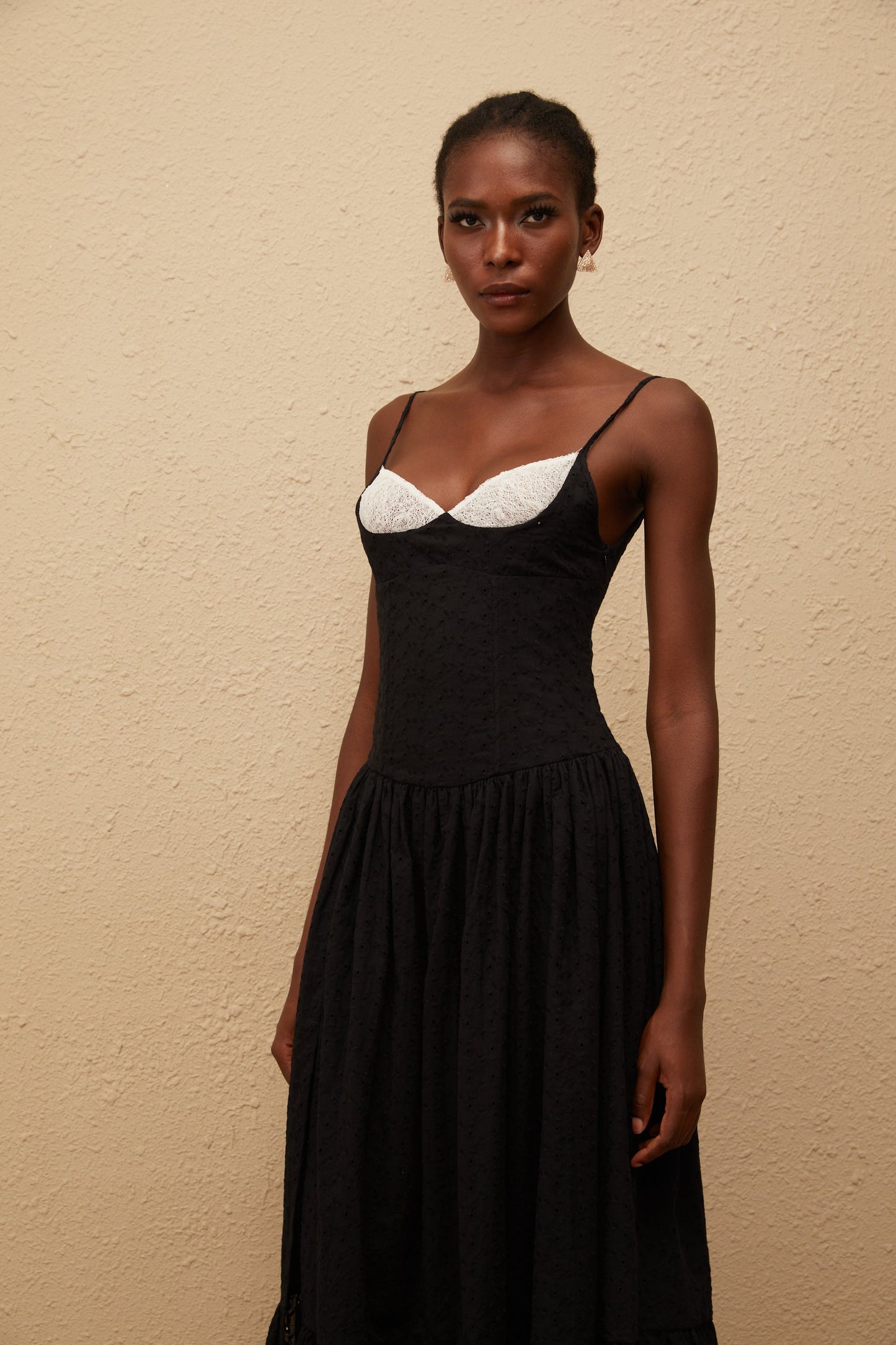 Amalia Black Embroidered Corset Maxi Dress