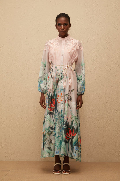 Delphine Green Floral Print Maxi Dress