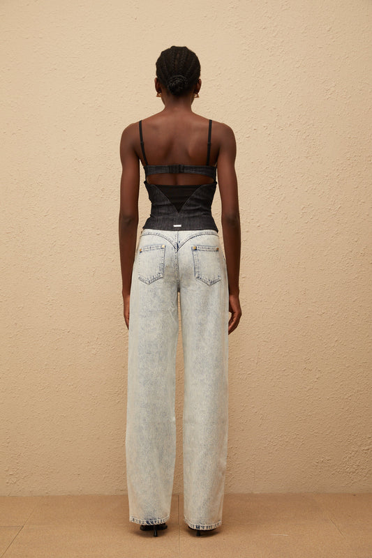 Veera Indigo Blue Bustier Denim Top