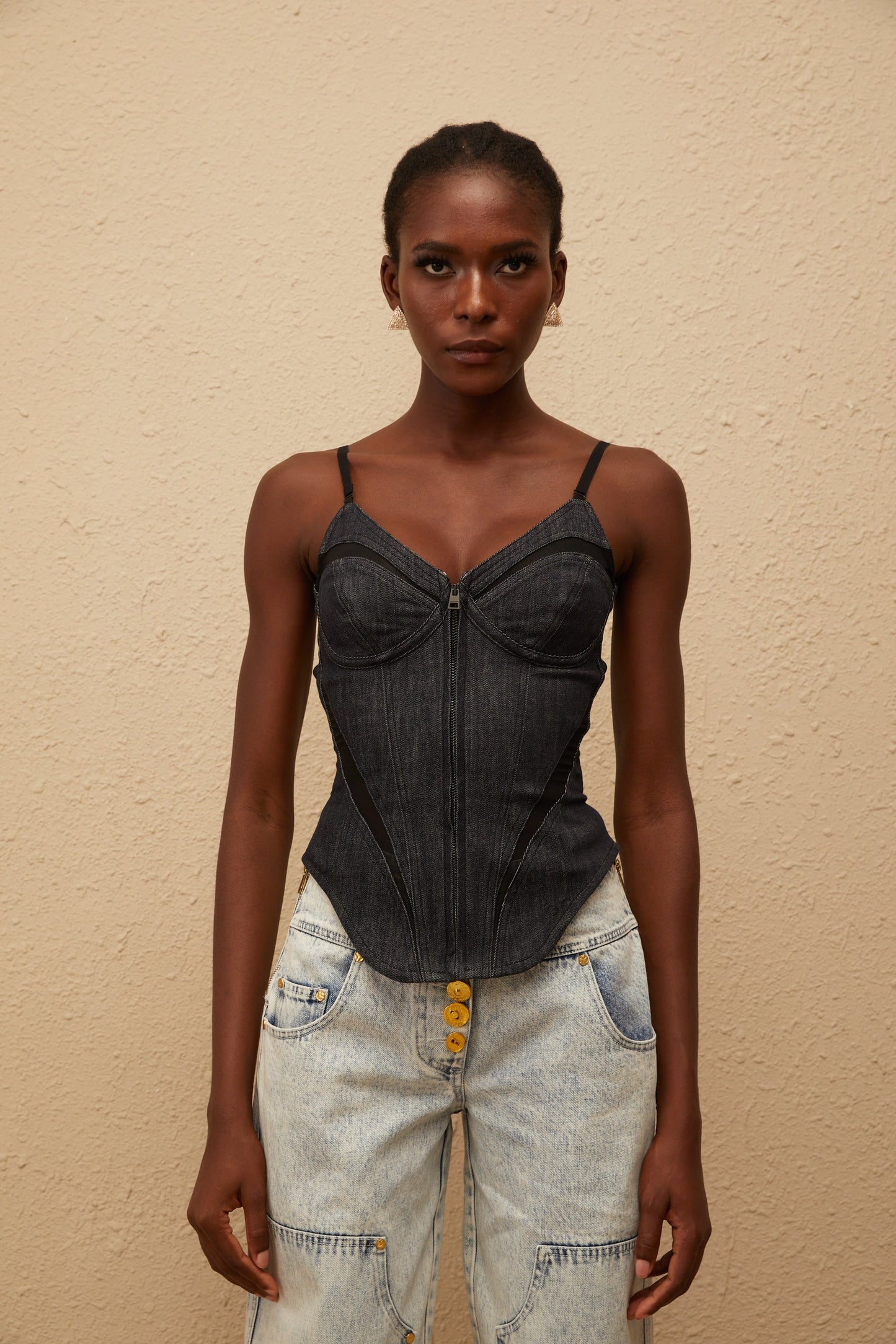 Veera Indigo Blue Bustier Denim Top
