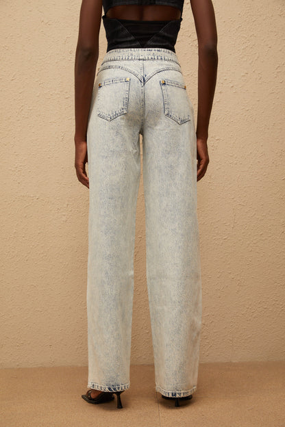 Giulia Light Blue Patchwork Cargo Jeans