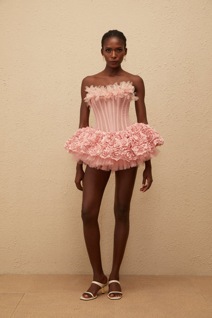 Rachel Pink 3D Petal Tulle Mini Dress