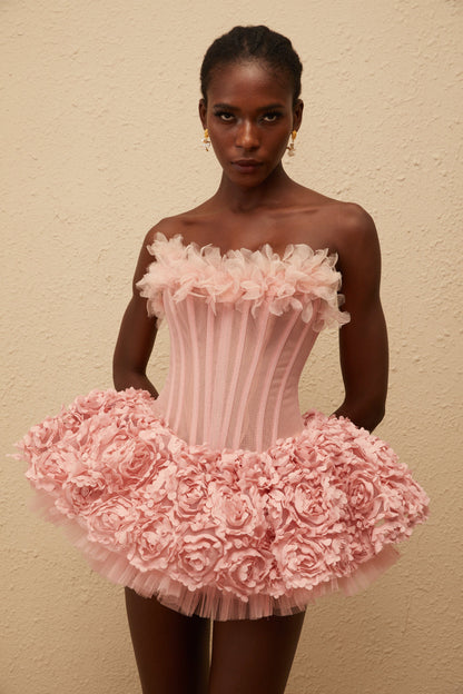 Rachel Pink 3D Petal Tulle Mini Dress