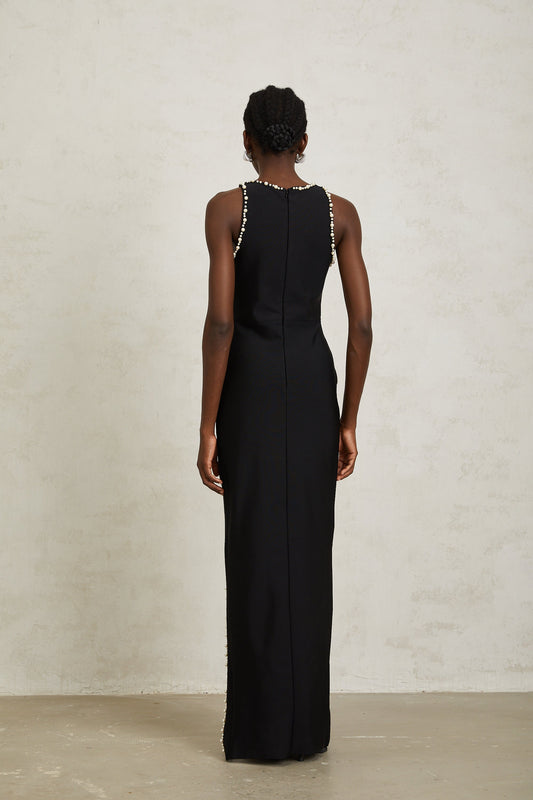 Carla Black Motif Embellished Maxi Dress