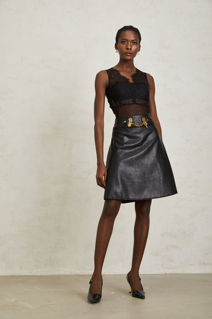 Daneysha Black Chain Link Mini Skirt