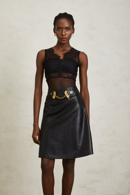 Daneysha Black Chain Link Mini Skirt