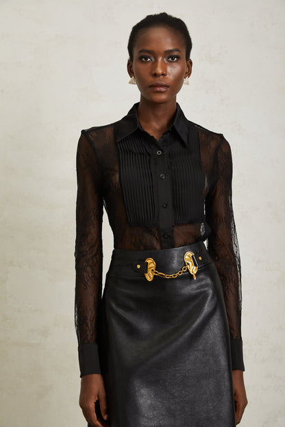 Eugénie Black Floral Lace Shirt