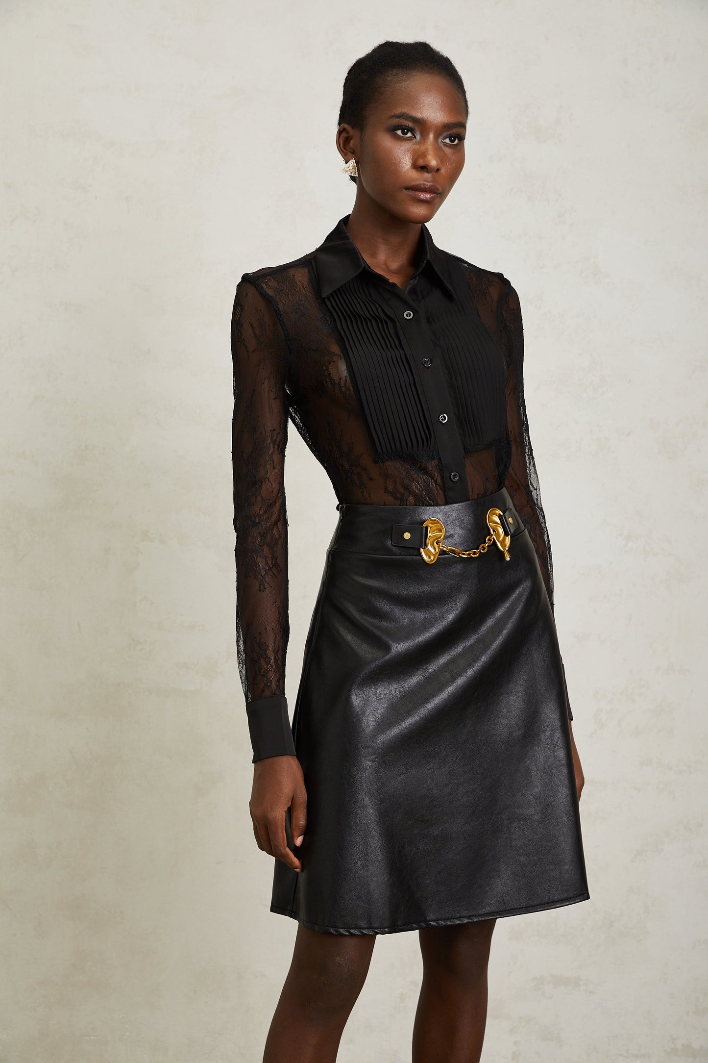 Eugénie Black Floral Lace Shirt
