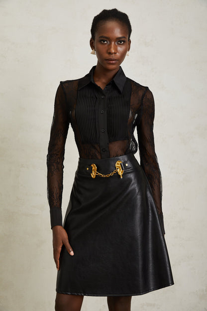 Eugénie Black Floral Lace Shirt